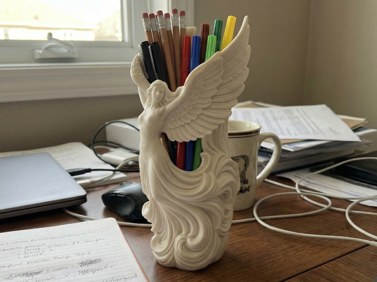 Angel Wings Office Desk Organizer & Pen Stand