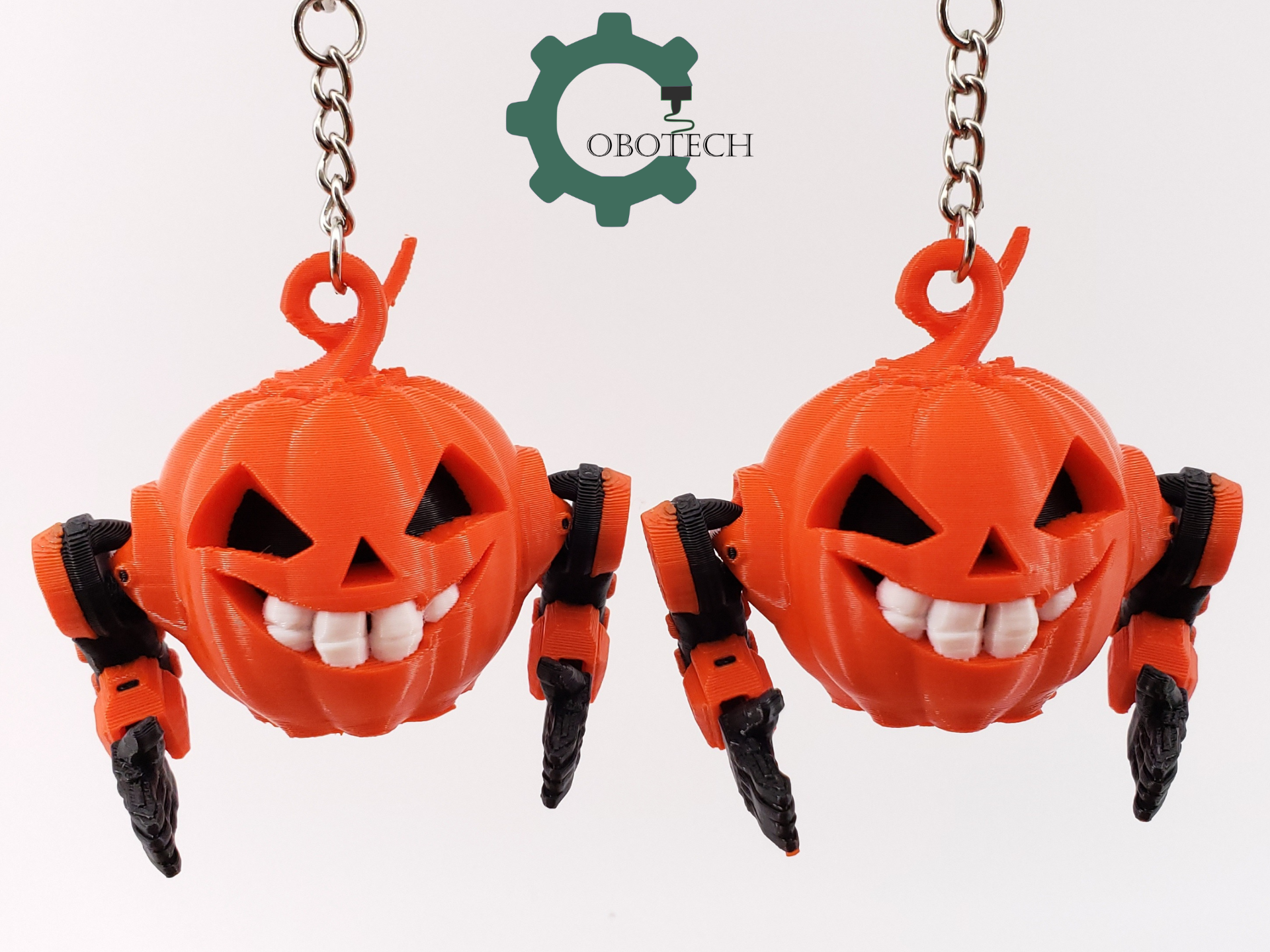Halloween Pumpkin Robot Keychain