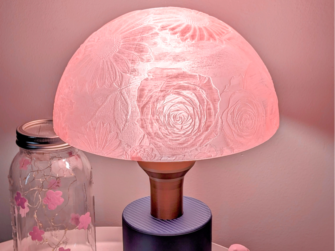 Flower embossed Lamp shade with weighted base