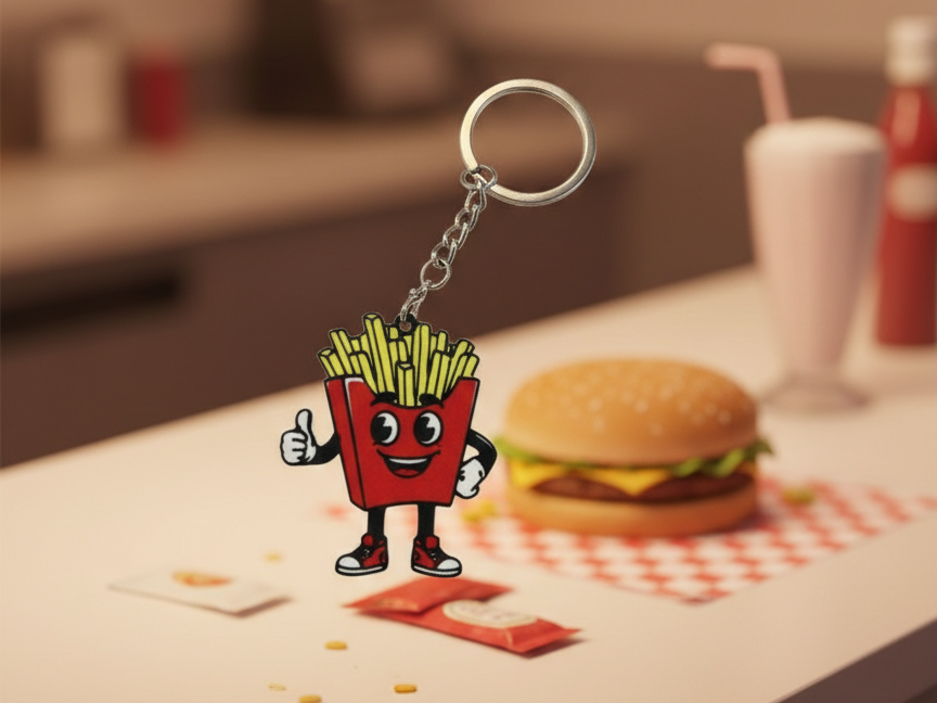Retro Cartoon Fries Keychain