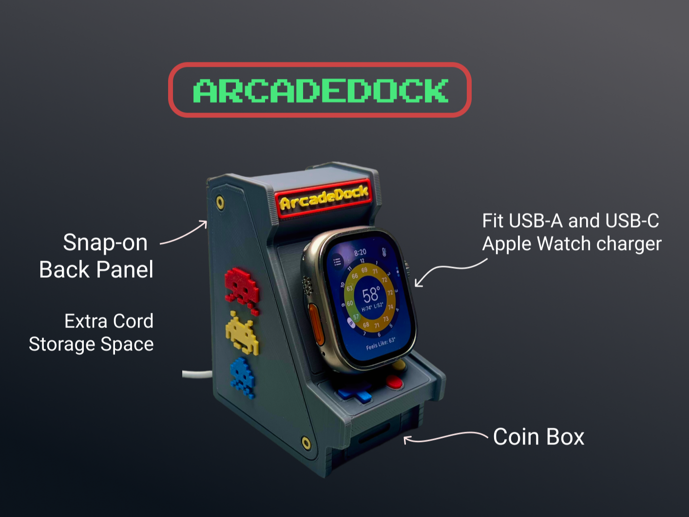 ArcadeDock - Retro Apple Watch Charger Stand