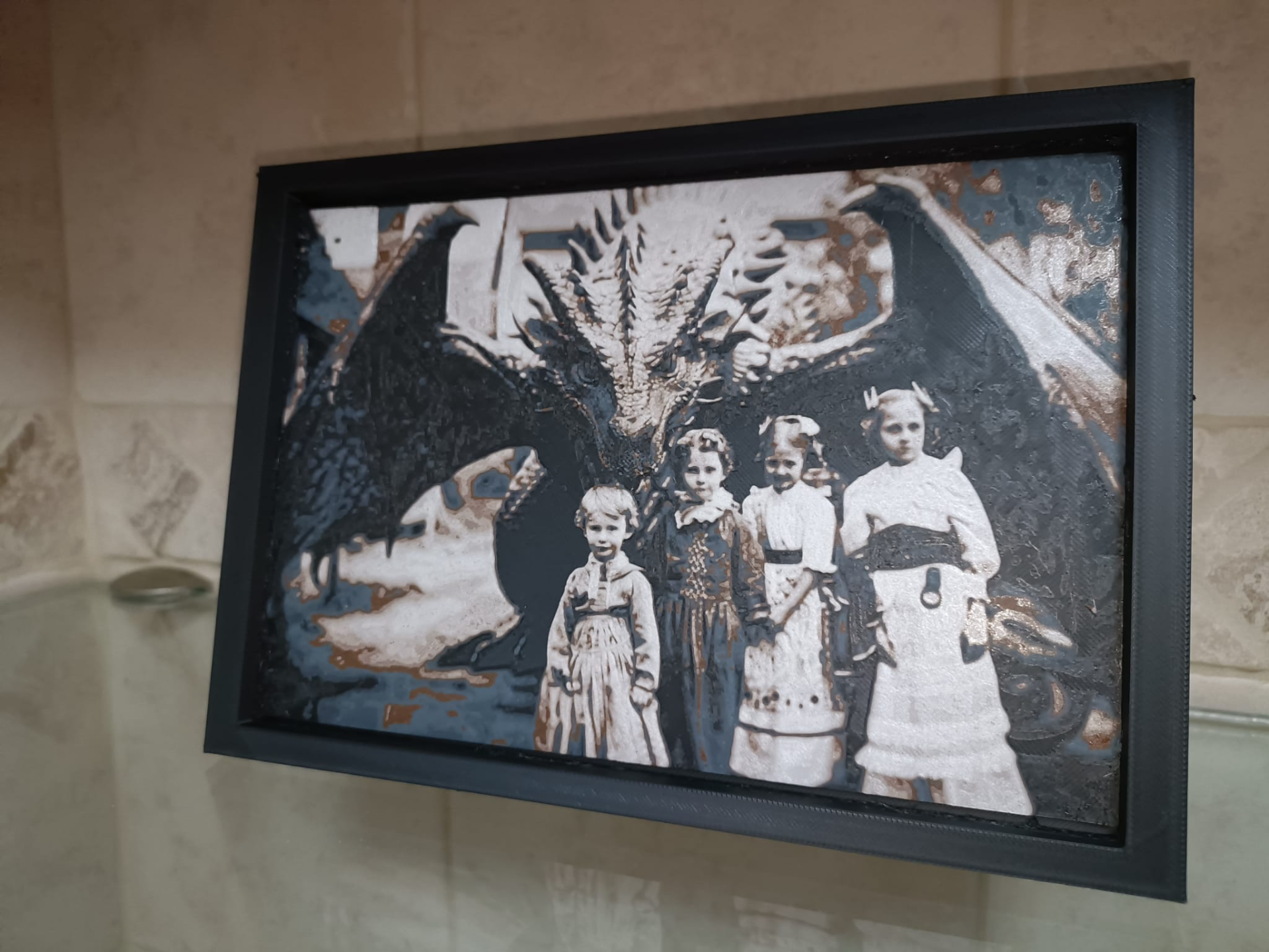 Old Picture - Children with Dragon