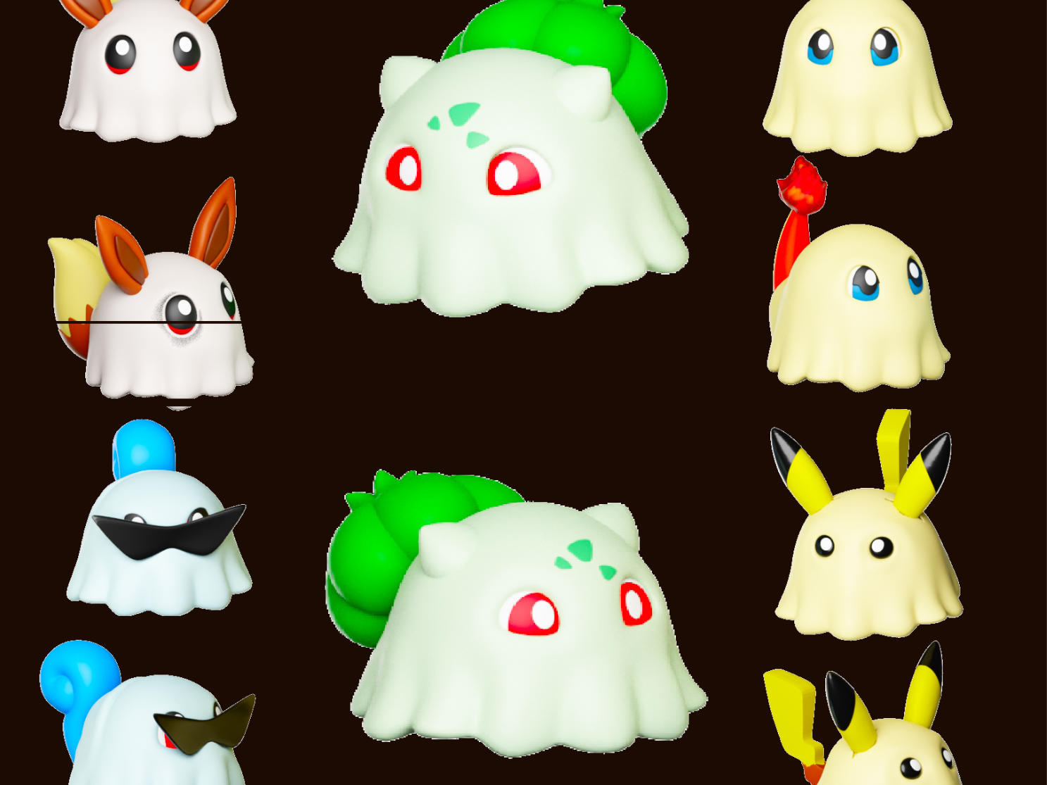 Halloween bulbasaur ghost (also 2 pcs/4 color)