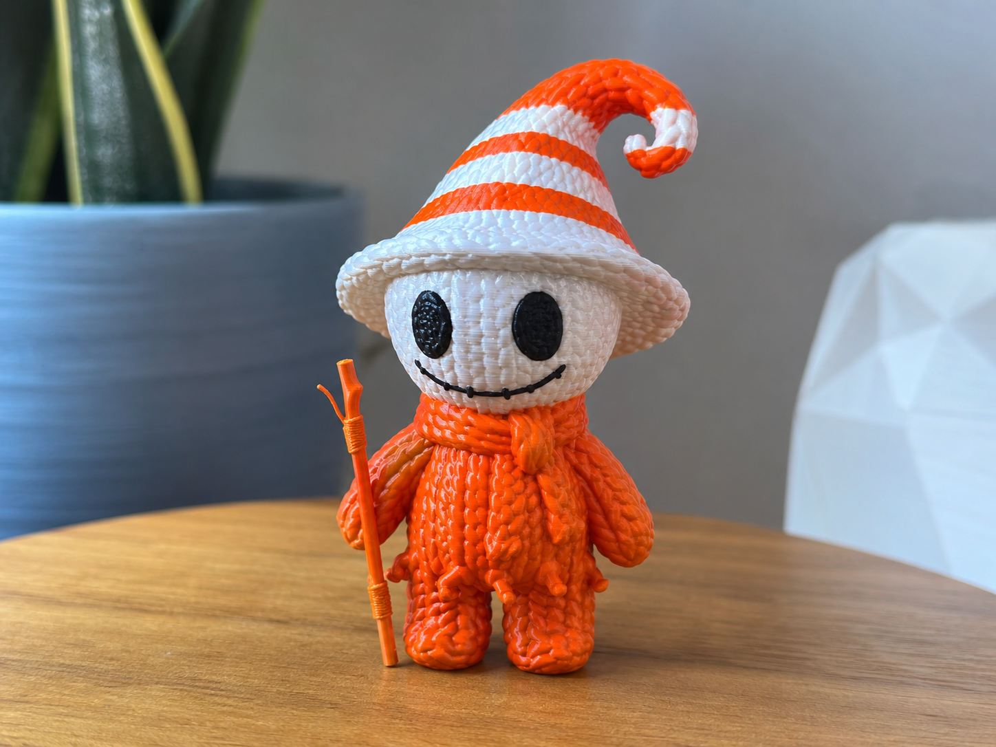 Cute Knitted Pumpkin Wizard Buddy