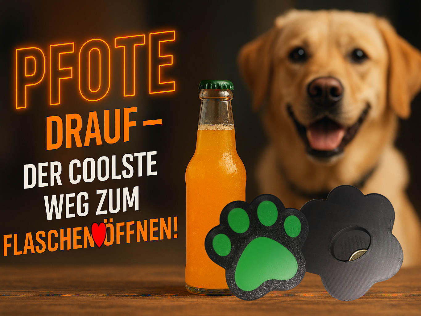 Flaschenöffner f. Kronkorken Bieröffner Hund Pfote