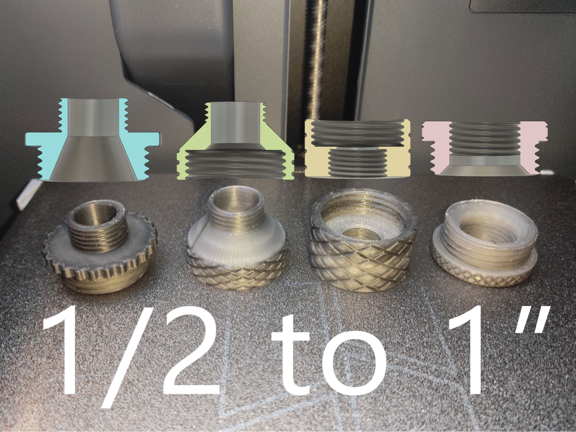 1/2 to 1 inch pipe thread adapters and couplers