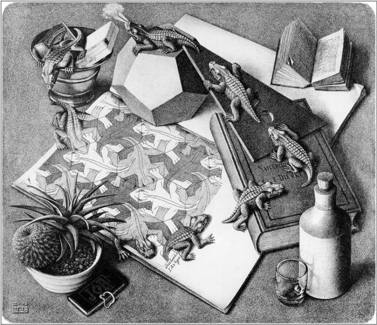 M.C. Escher - Reptiles (HueForge, 3 colors)