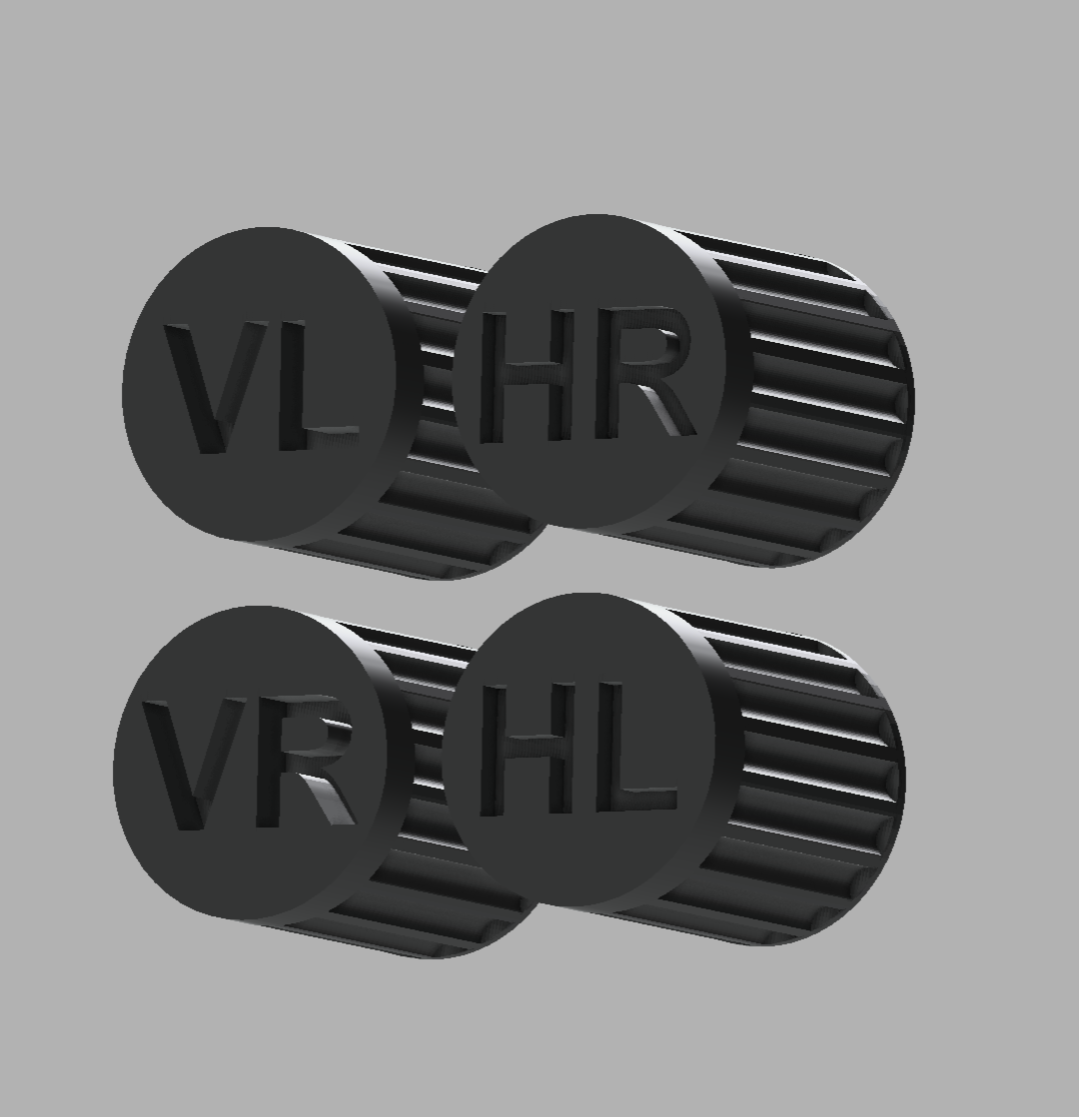 Tire valve caps set with 4 pieces and positioning marking for wheel change