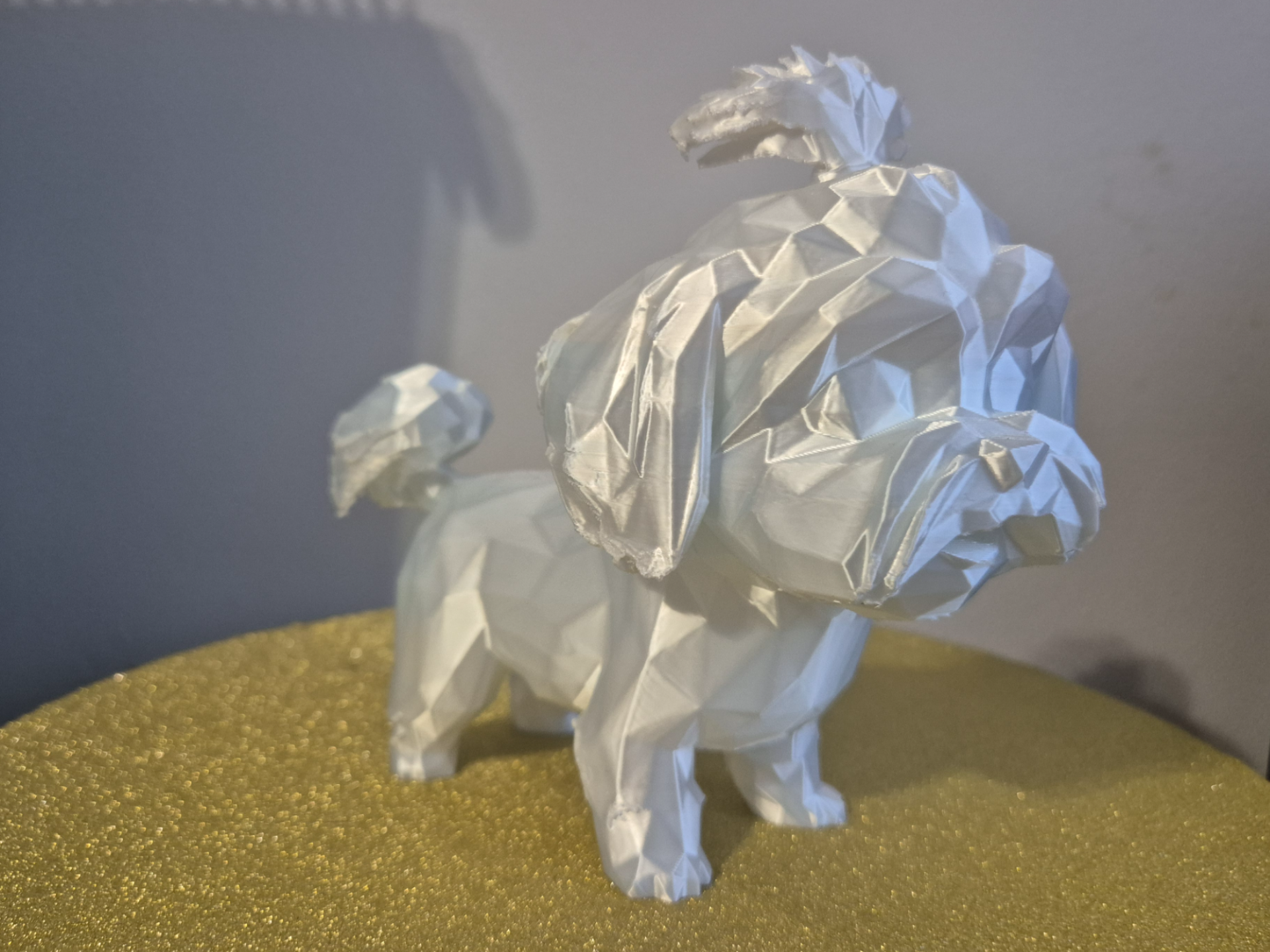 maltese dog low poly figurine