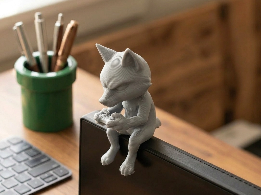 Wolf With Game Controller Monitor Buddy