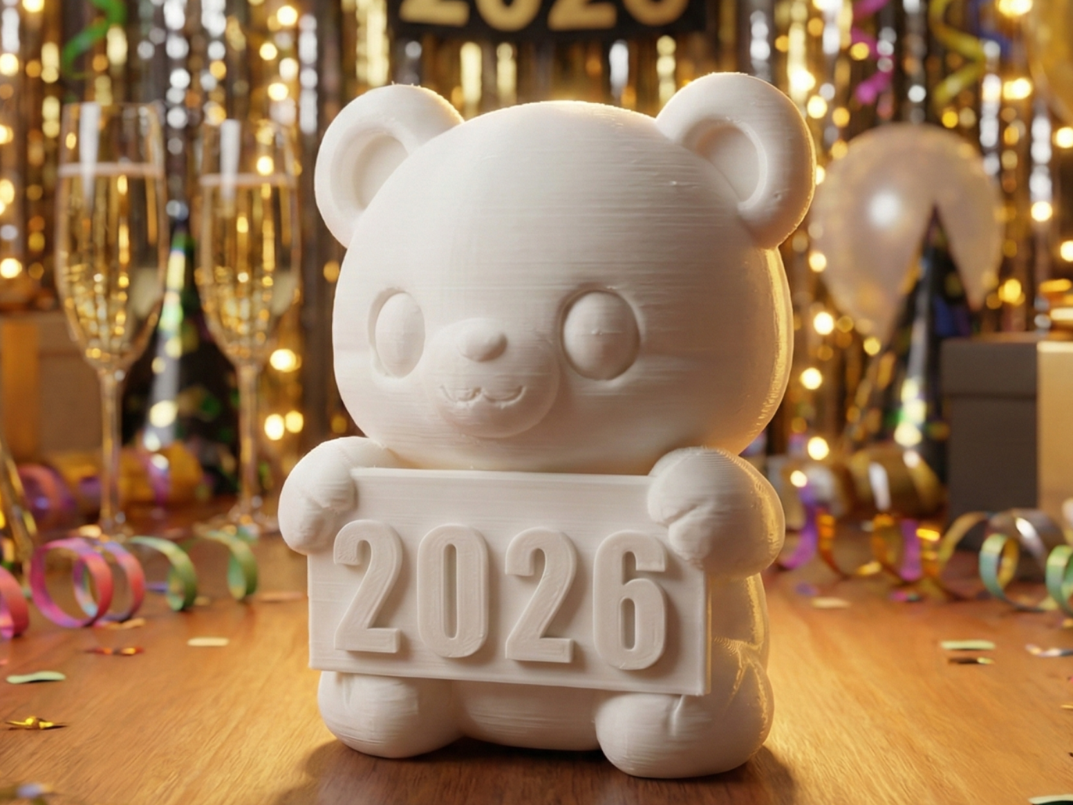 Cute Bear Figurine with Customizable Text Sign