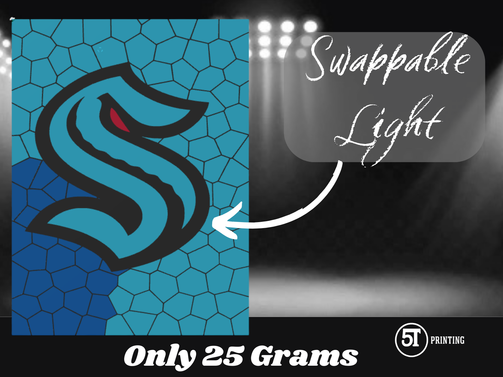 Seattle Kraken light (swappable glass)