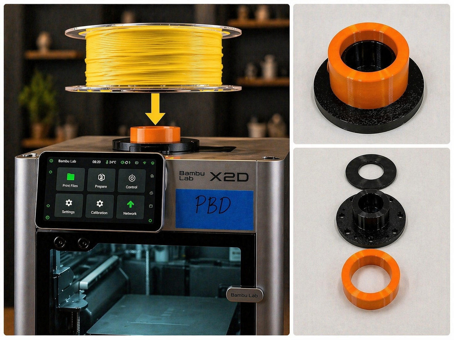 Spool Holder/Bearings for P2S, X2D, H2D Top Mount