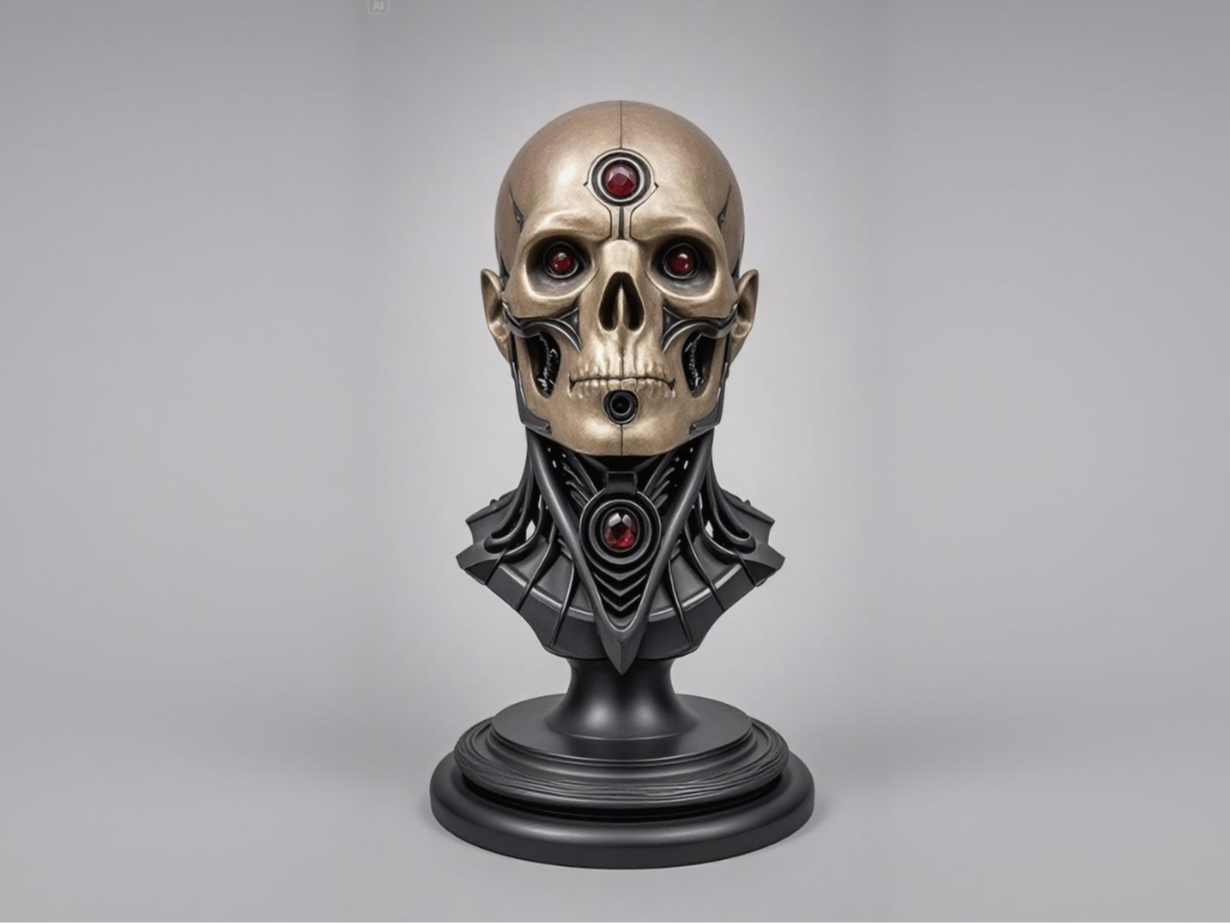 Cyberpunk Skull Bust Sculpture