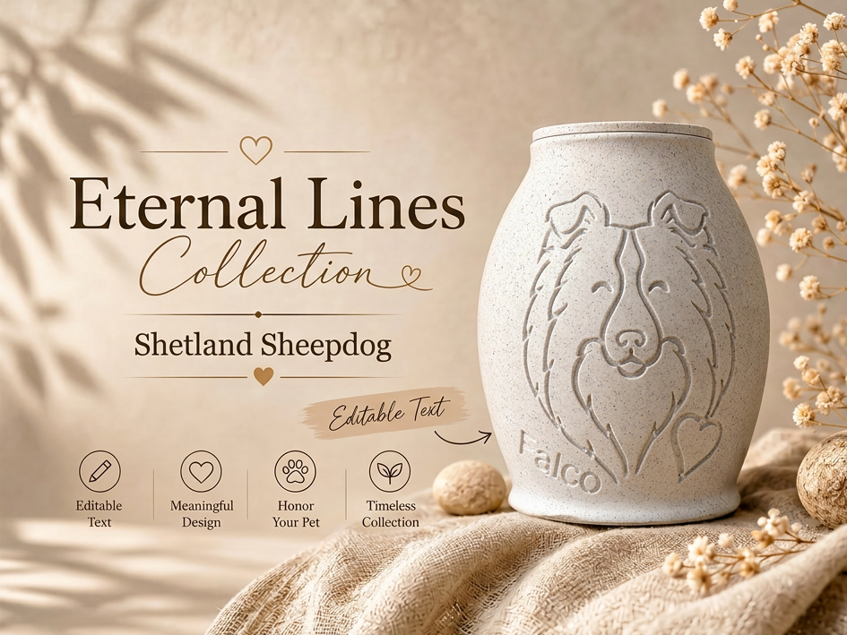 Eternal Lines Urn –  Shetland Sheepdog