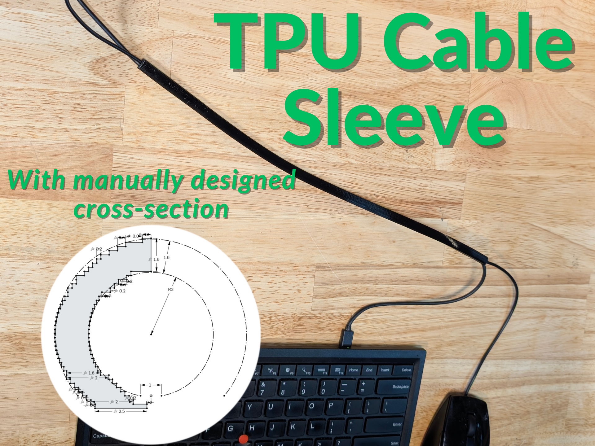 35cm long TPU Organization Cable Sleeve 3cm diam