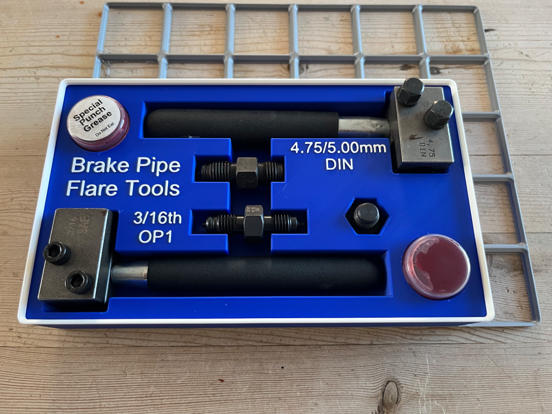 Brake pipe flare tooling gridfinity