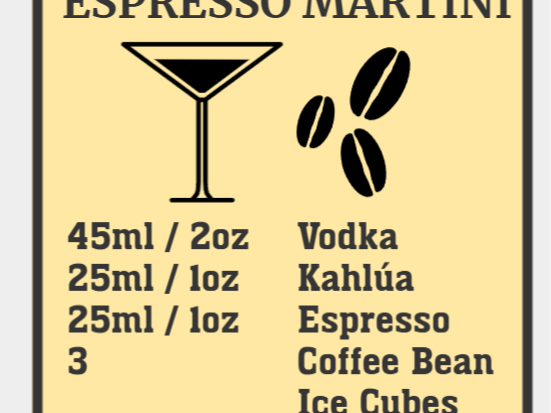 Expresso Martini Cocktail Recipe Drinks Coaster