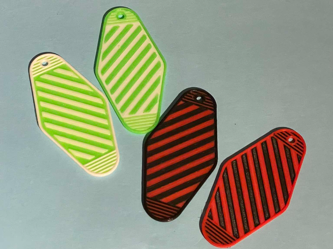 Retro stripe motel keychain