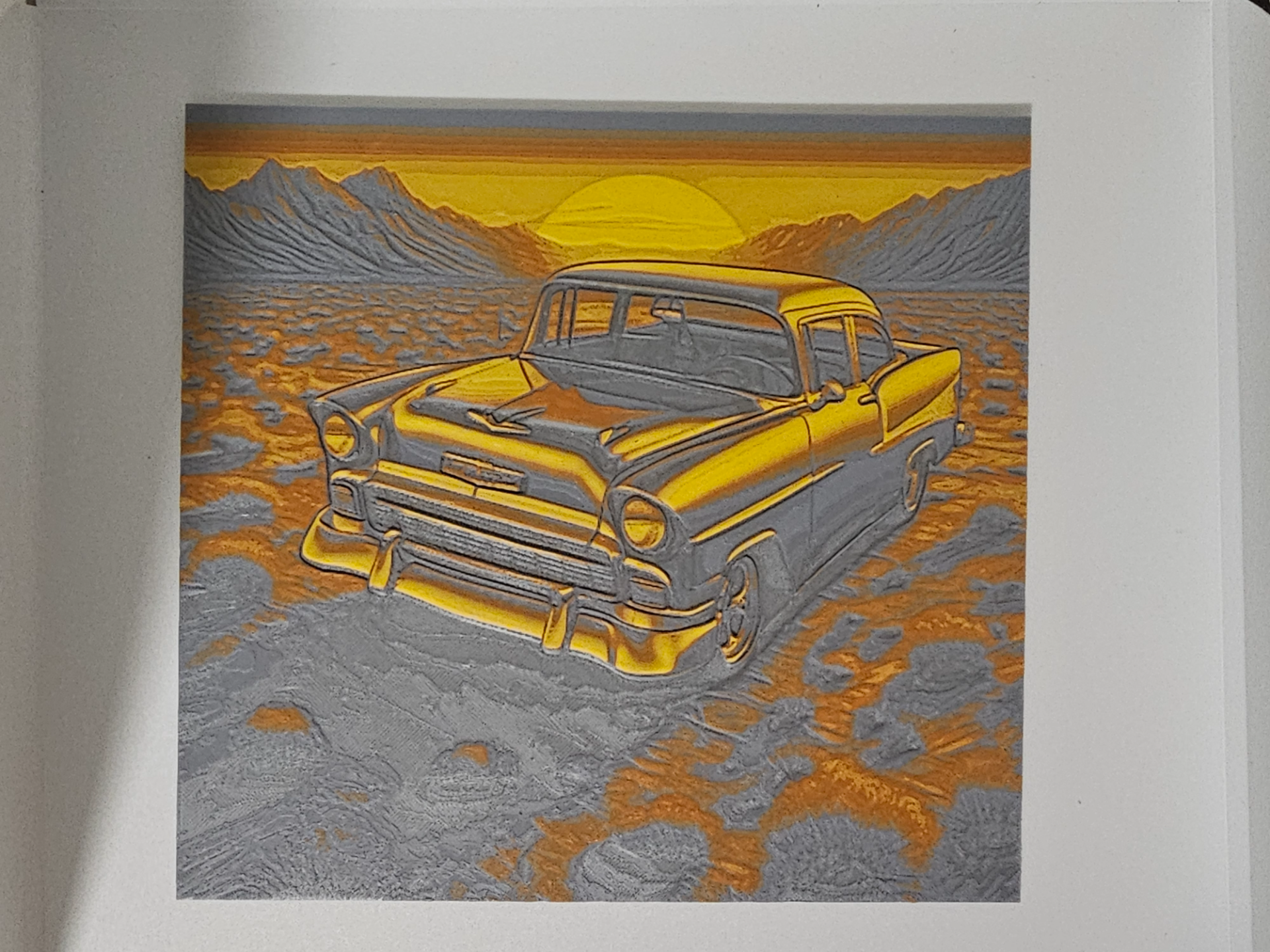 1955 Chevy in the Sunset Wall Art Decor Decoration