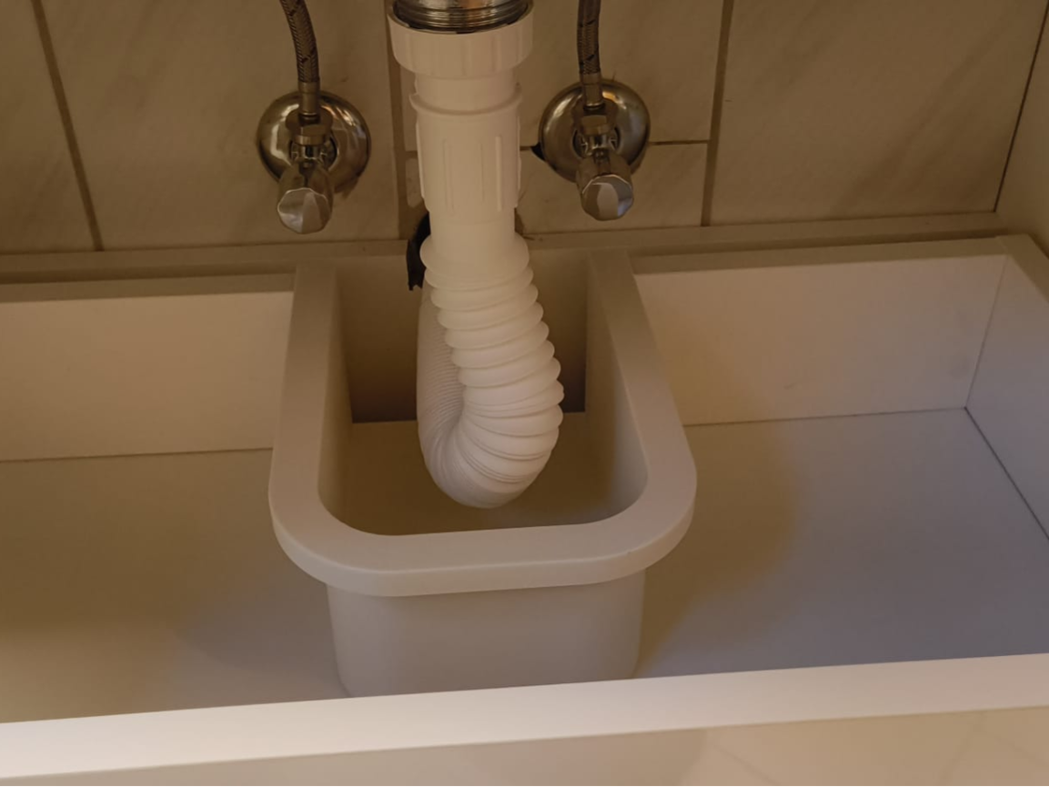 Siphon Spacer for Bathroom Drawer