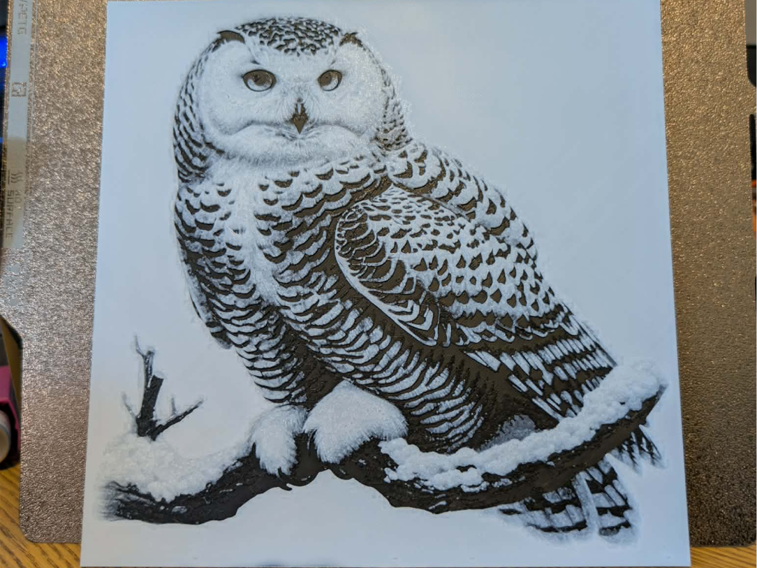 Snow owl - 2 colour hueforge