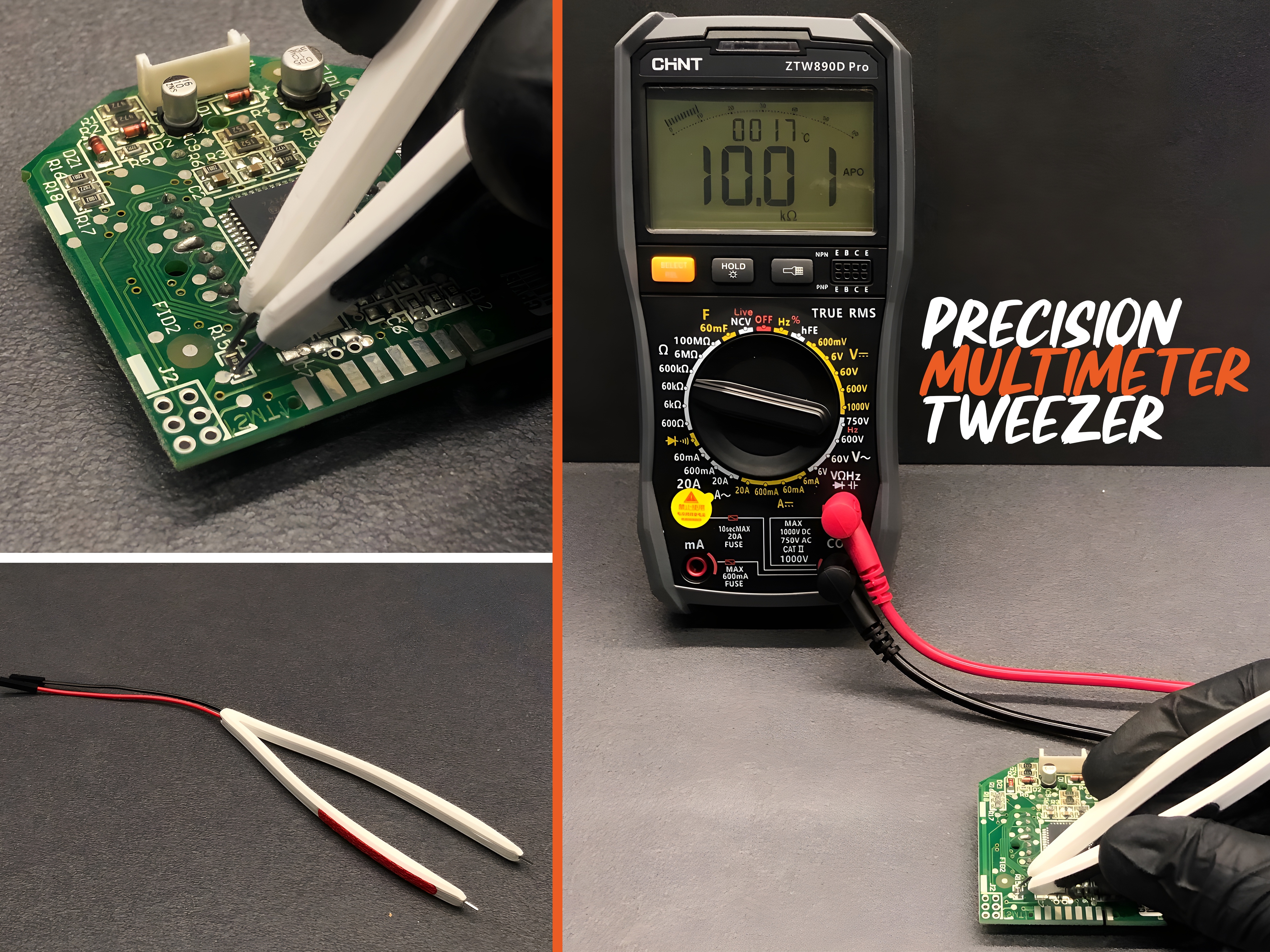 Precision Multimeter Tweezer – SMD Testing Tool