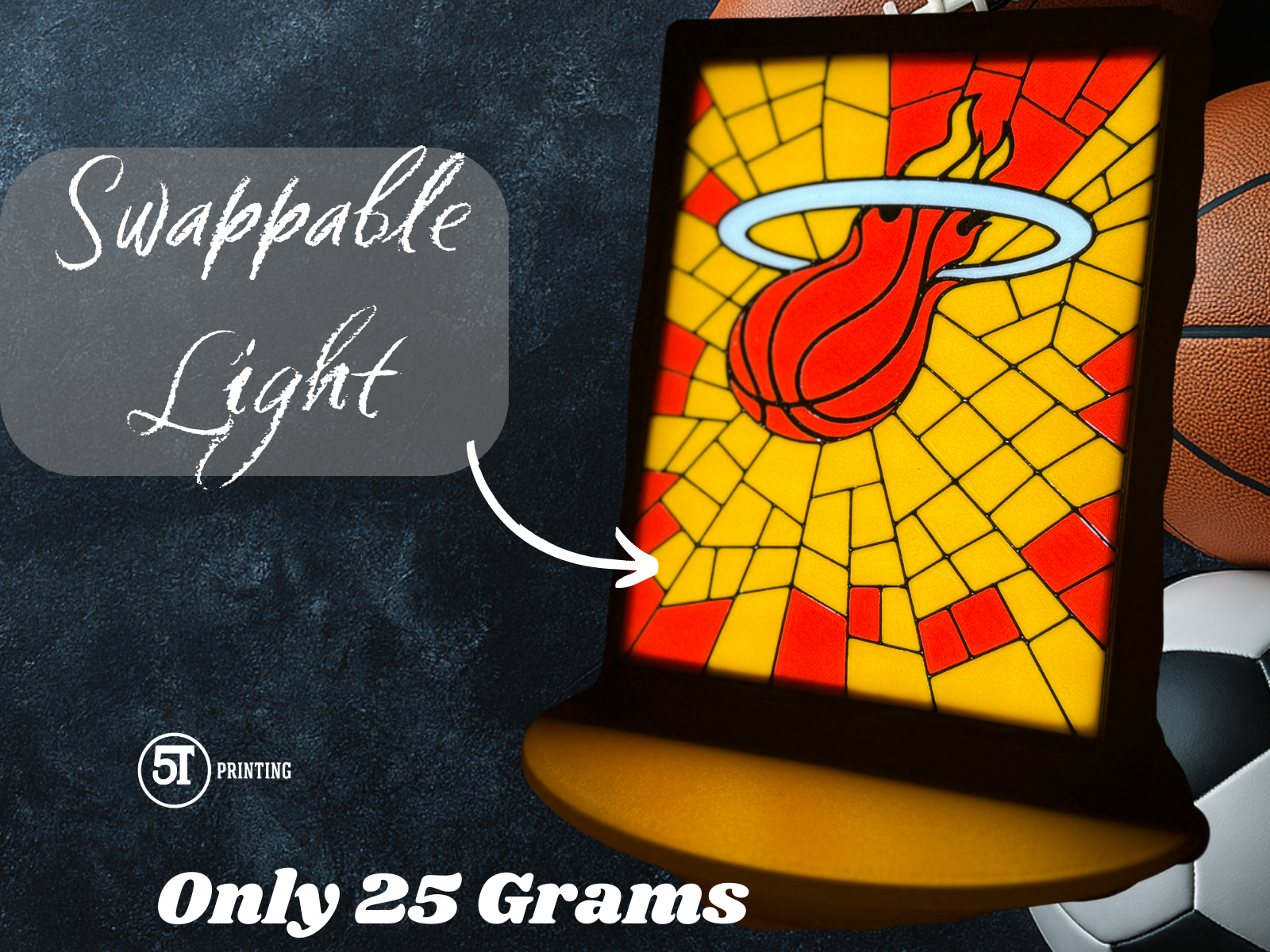Miami Heat light (swappable glass)