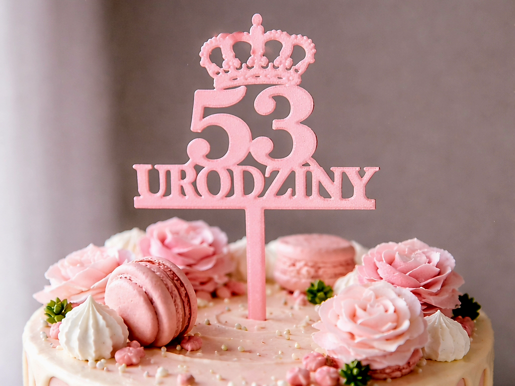 topper cake 53 urodziny happy birthday