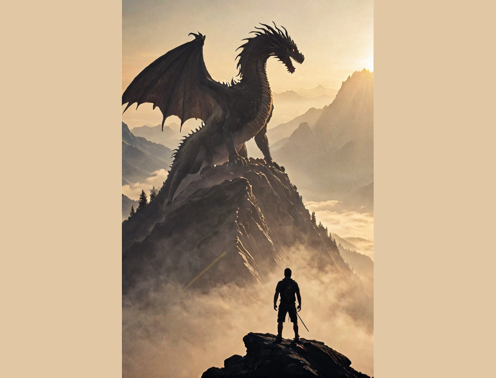 Dragon on the mountain - Hueforge