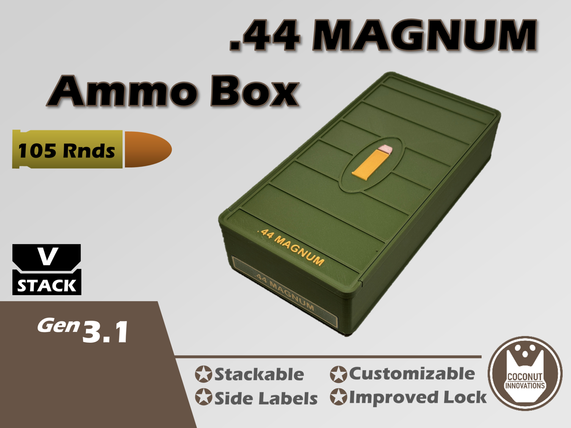 Ammo Storage Box .44 Magnum 105 Rounds