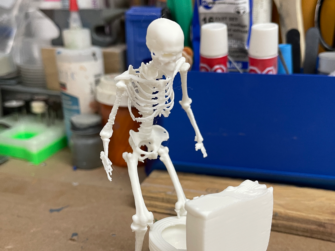 Skeleton peeing