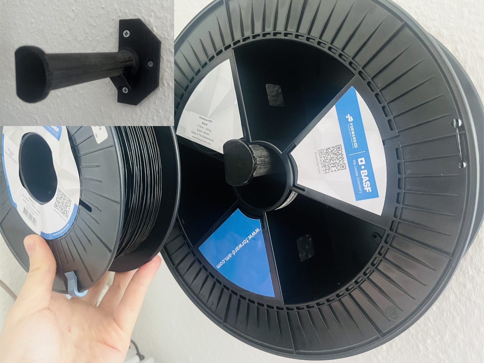 Spool Holder Wall, one part, big rolls (Ex: 2.5kg)