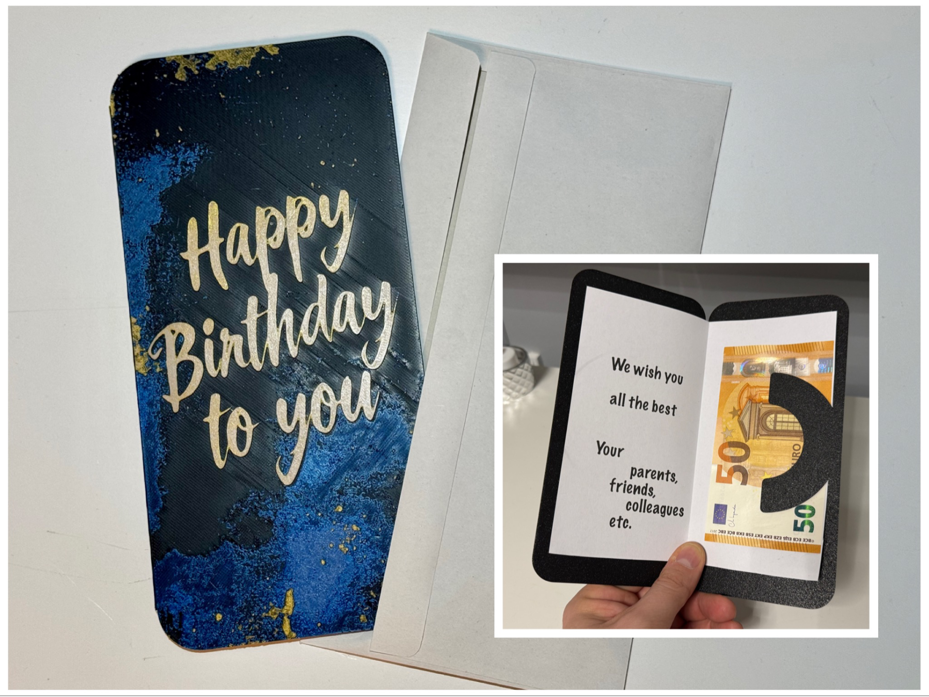 greetings card Happy Birthday black and blue