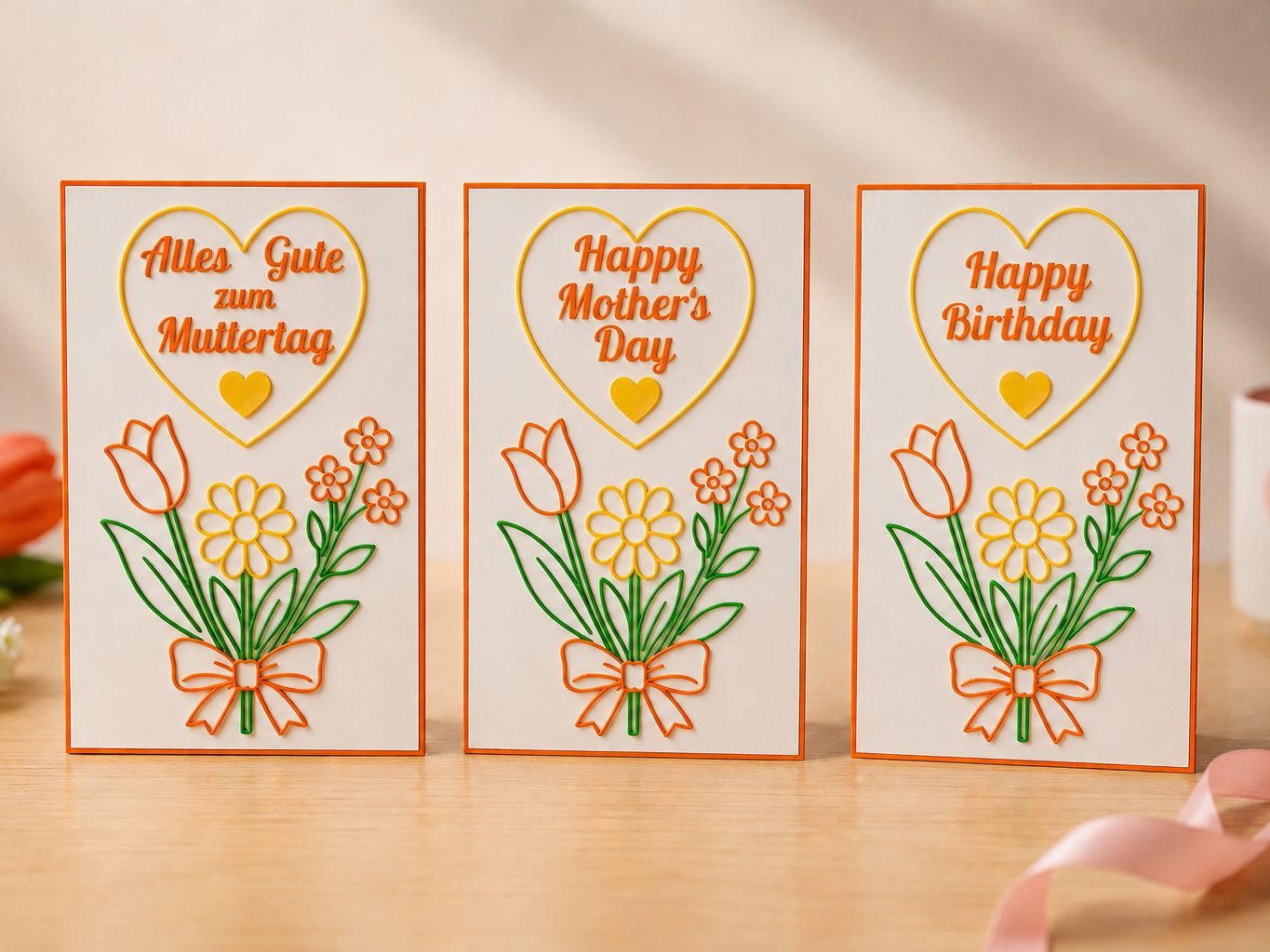 Floral  Greeting Card Set Mothers Day Birthday