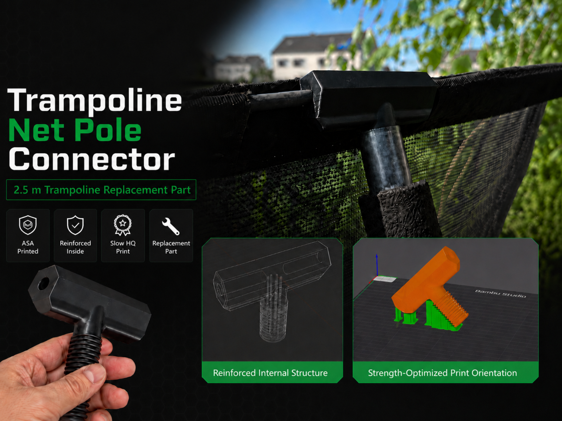 Trampoline (2.5m) Net Pole Connector Replacement