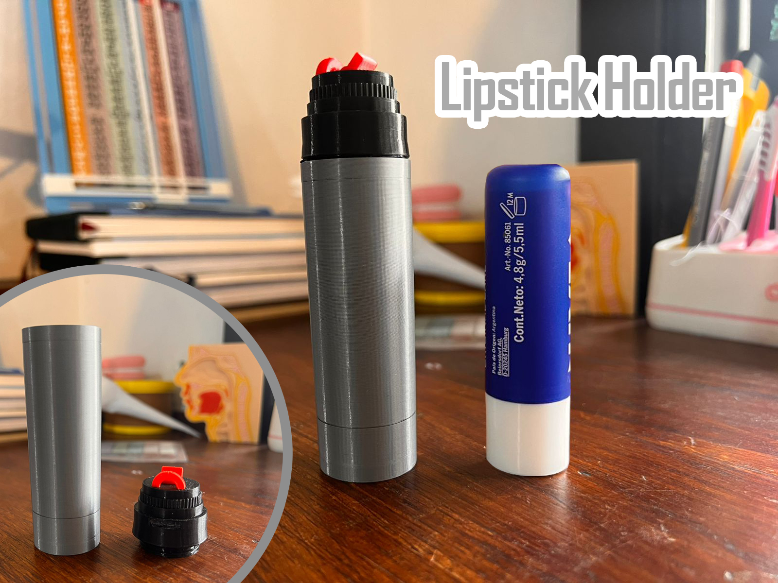 porta lápiz labial - botella termica acero