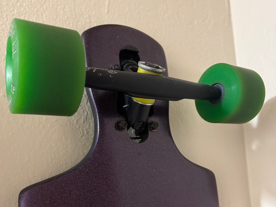 Drop-through longboard rear wall mount hook