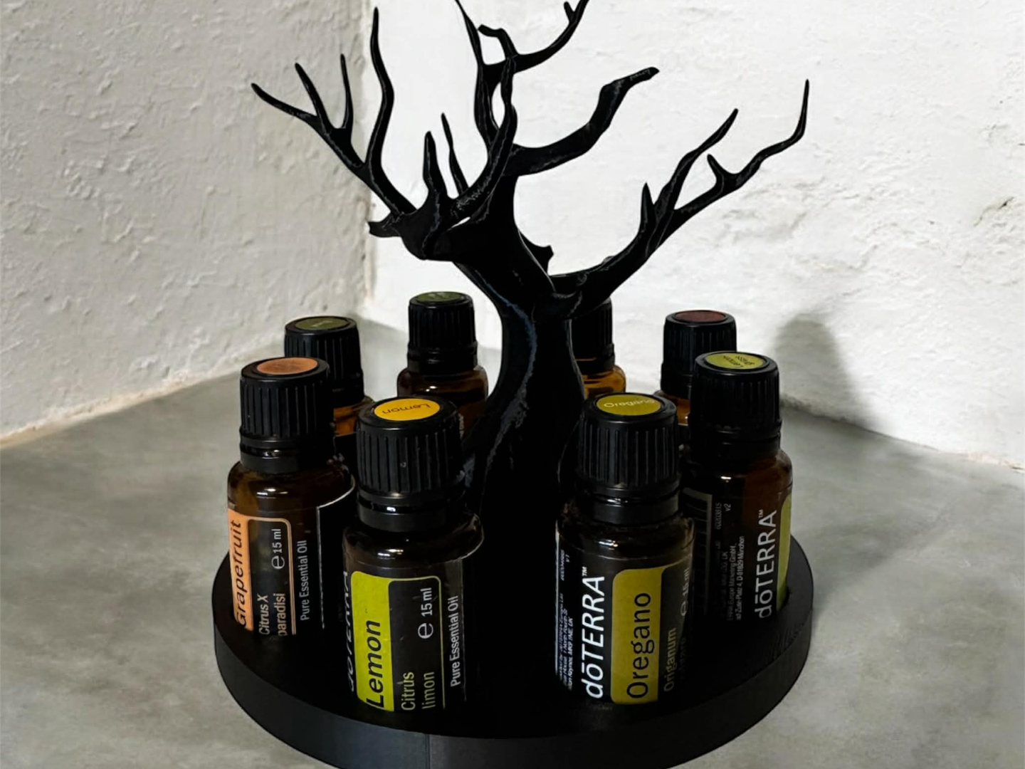 Essential oils tree holder for 8 x 15 ml bottles