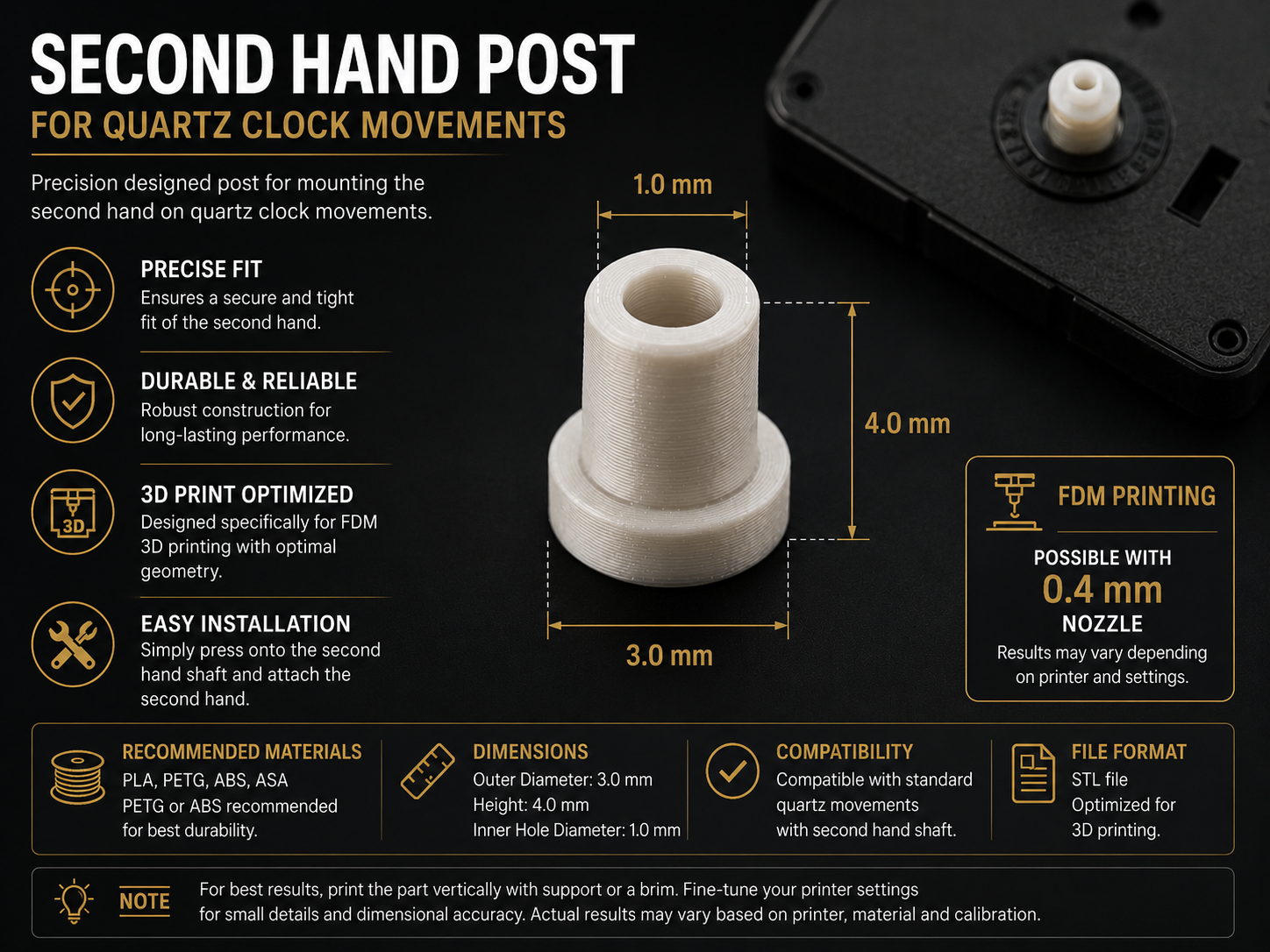 Second hand pinion | tap - for quartz watches
