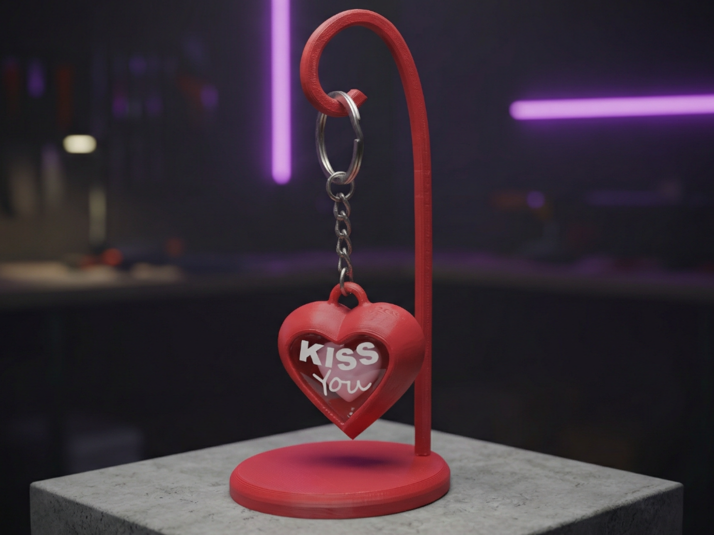 "Kiss You" Keychain with Lens Effect