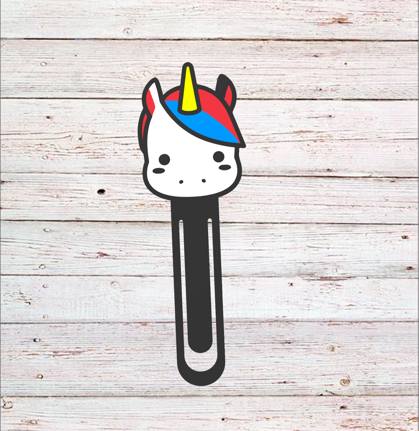 BookMark Unicorn Head Cute Kawaii Black And White