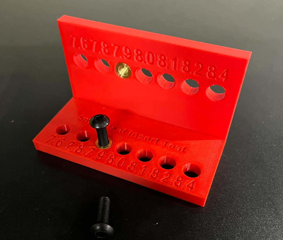 5mm heat set insert test jig