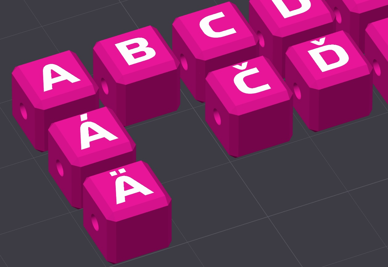 The bracelet made of 8x8mm cubes with letters