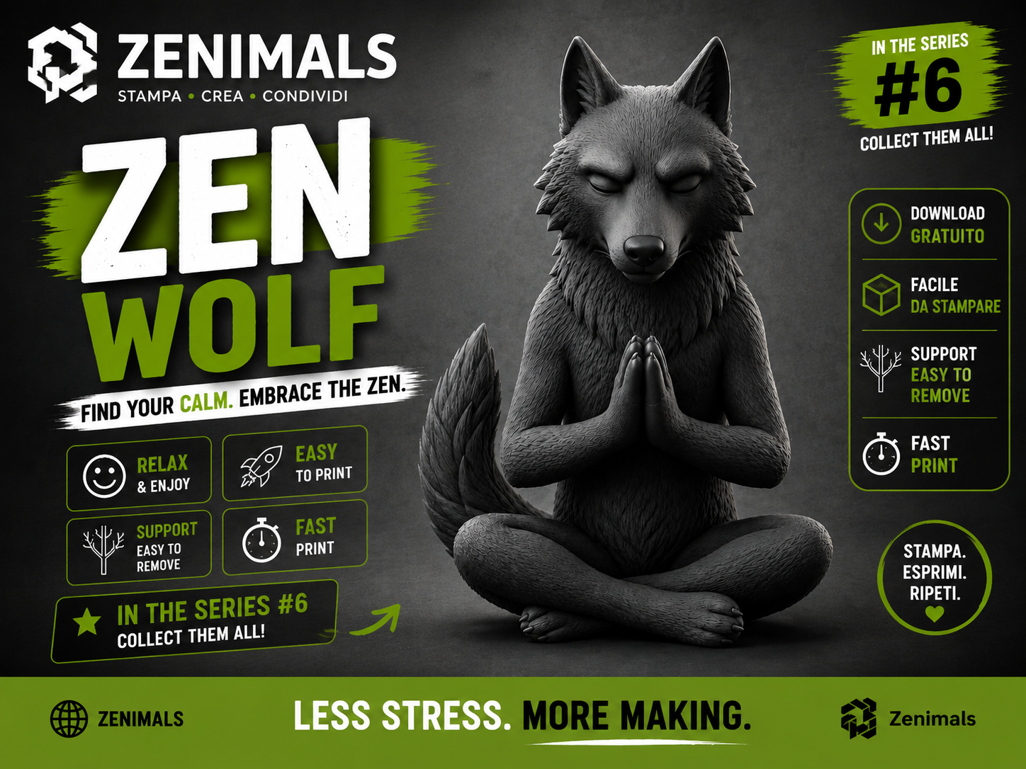 WOLF ZEN - ZENIMALS SERIES #06 - EASY TO PRINT