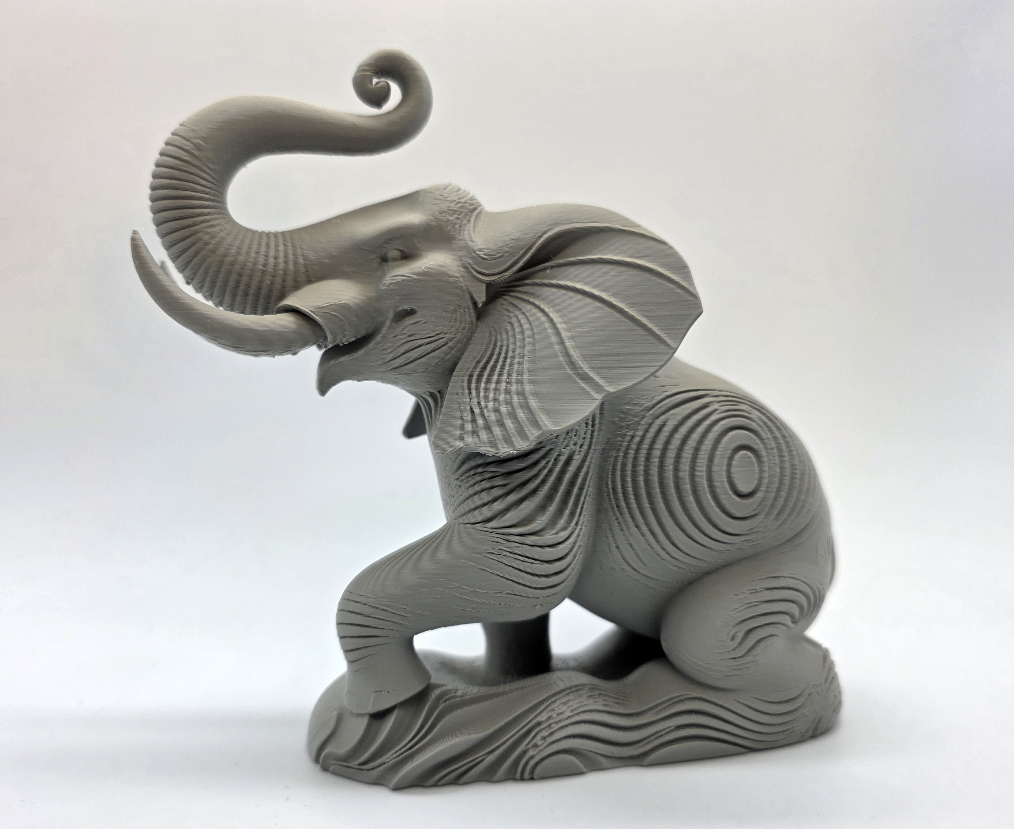 Realistic Textured Elephant Rising Sculpture
