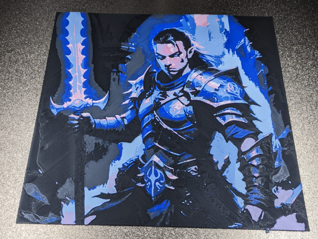 Blue Warrior Elf HueForge with frame