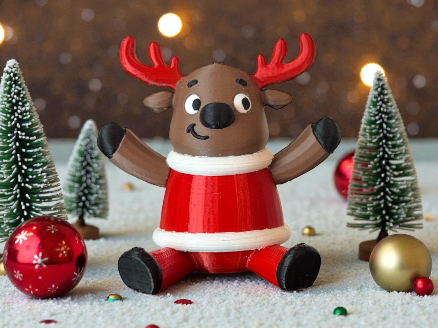 Cute Chubby Christmas Reindeer Easy Print 4-Color