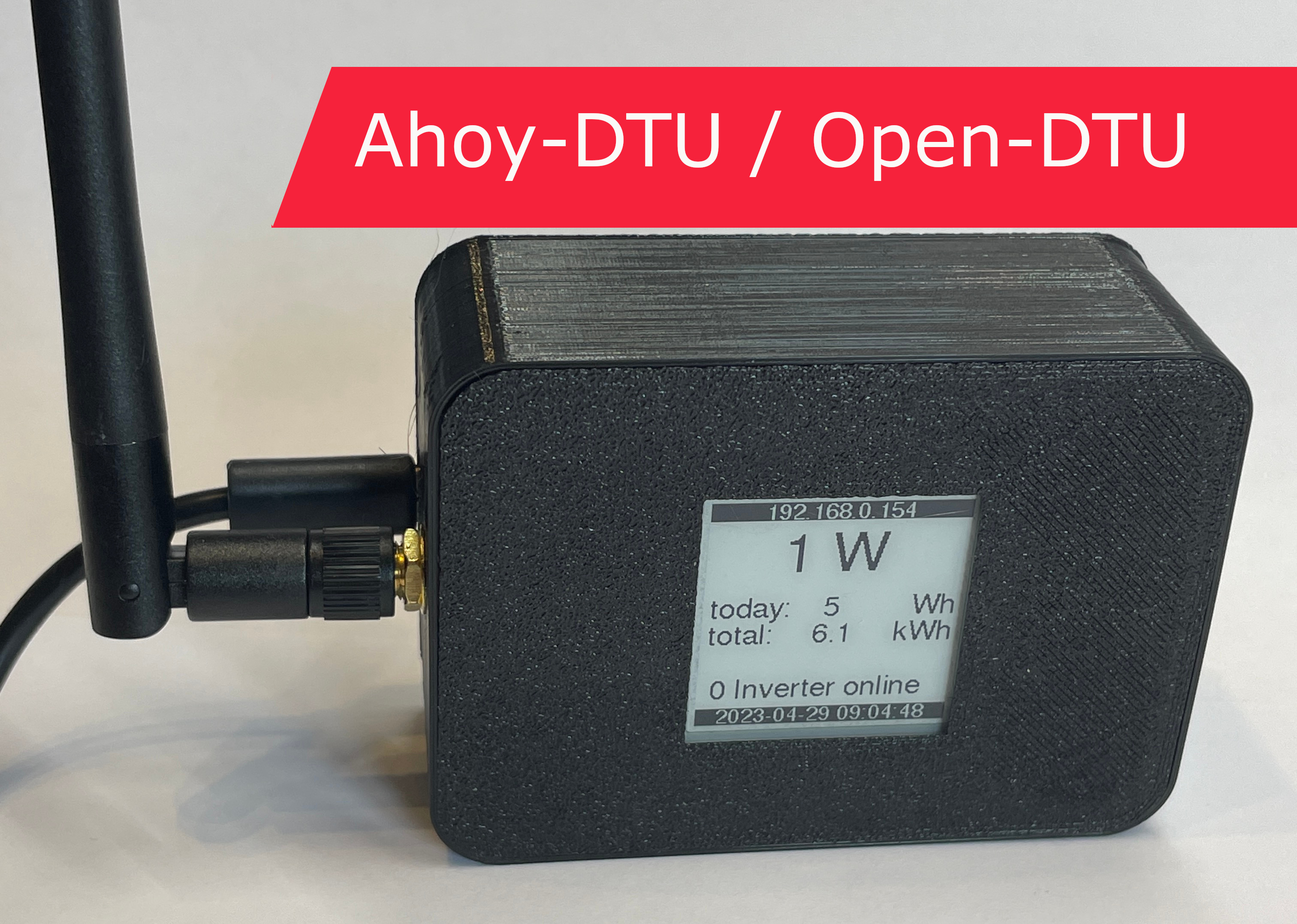 Ahoy-DTU / Open-DTU Gehäuse für E-Ink Disp.Waves.