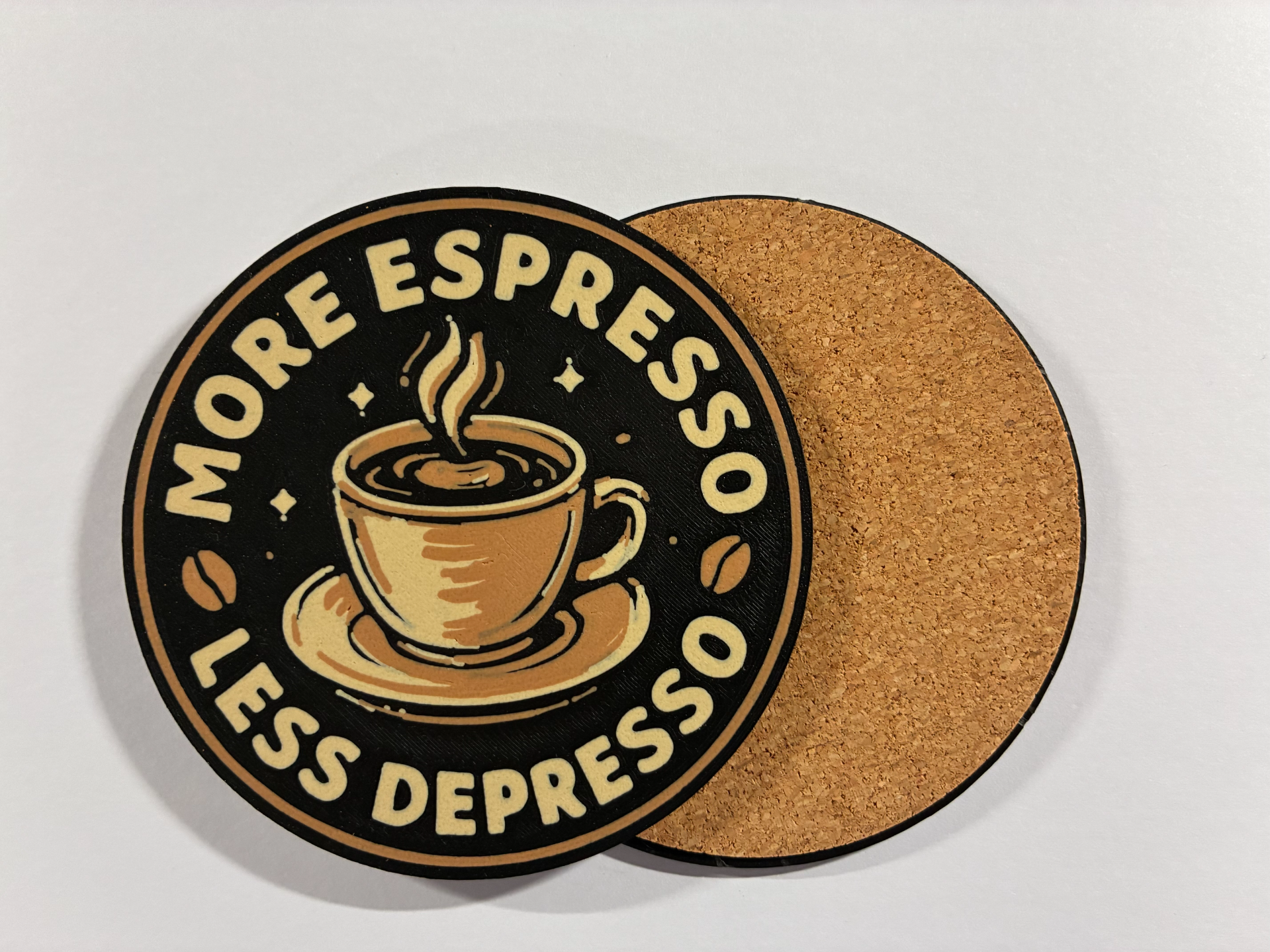 More espresso less depresso coffee coaster